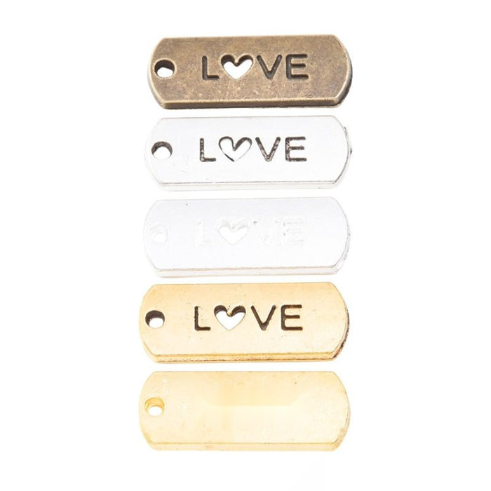 Love Heart Cutout Tag Charm Metal Jewelry Making Pieces