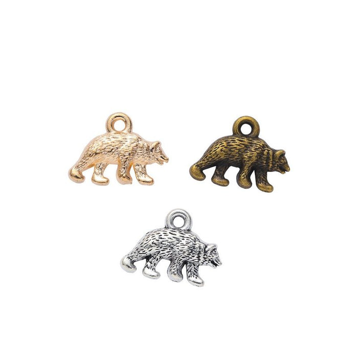 Walking Polar Bear Detailed Metal Charm in 3 Finishes