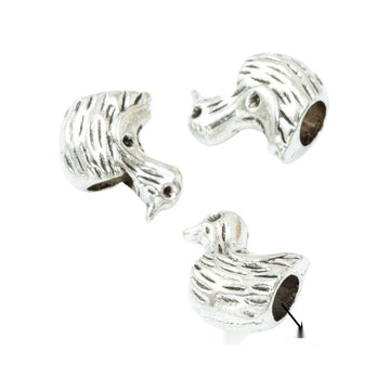Duck Shaped Large Hole Bead In Antique Silver For Jewelry Making