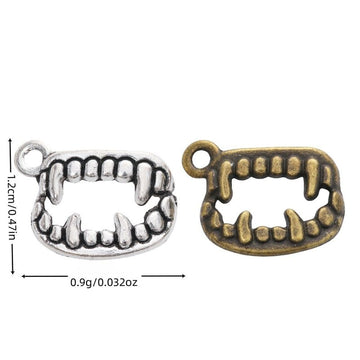 Vampire Teeth Charm in 2 Metal Finishes for Jewelry Making
