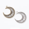 Filigree Crescent Moon Charm In 2 Metal Finishes For Jewelry Making view 1