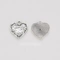 Embossed Floral Heart Metal Charm in 1 Pictured Finish view 1