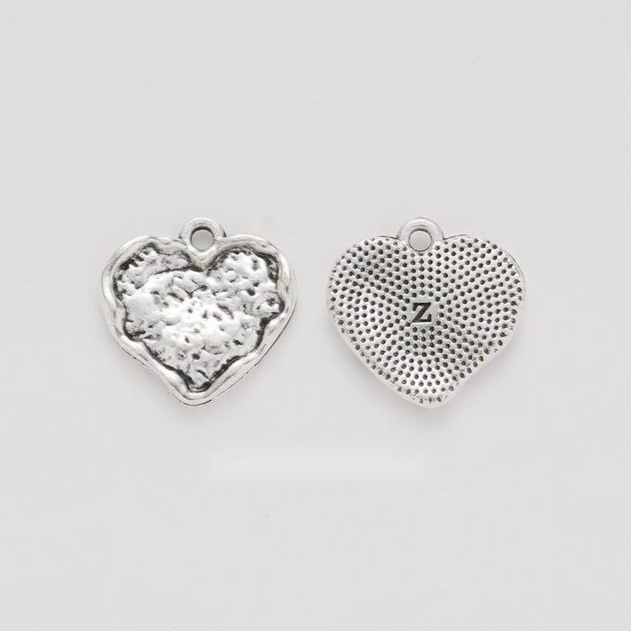 Embossed Floral Heart Metal Charm in 1 Pictured Finish
