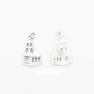 Tapered Castle Charm Metal Pendant for Jewelry Making