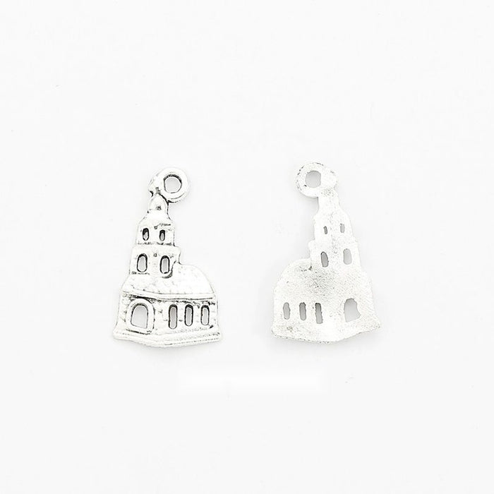 Tapered Castle Charm Metal Pendant for Jewelry Making