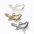Flying Bird Charms in Three Contrasting Metal Finishes view 1