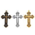 Ornate Double Sided Cross Charm Pendants in Three Finishes view 1