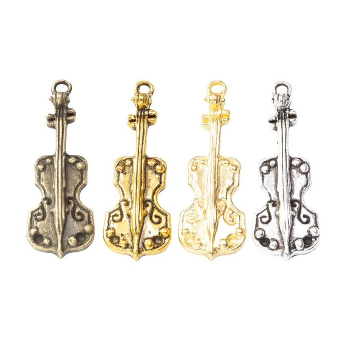 String Instrument Charm in Four Vintage Metal Finishes
