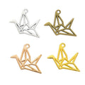 Origami Crane Charm In 4 Metal Finishes For Jewelry Making view 1