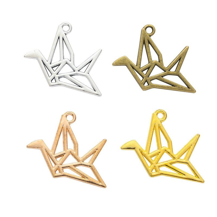 Origami Crane Charm In 4 Metal Finishes For Jewelry Making