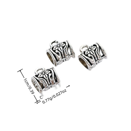 Product image showing the flower square tube bail bead and its visible metal details