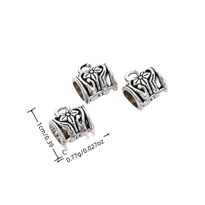 Flower Square Tube Bail Bead in Textured Metal for Jewelry Making