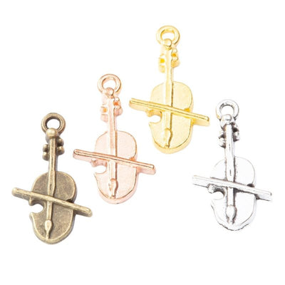 Bowed string instrument metal component, grouped front view on white