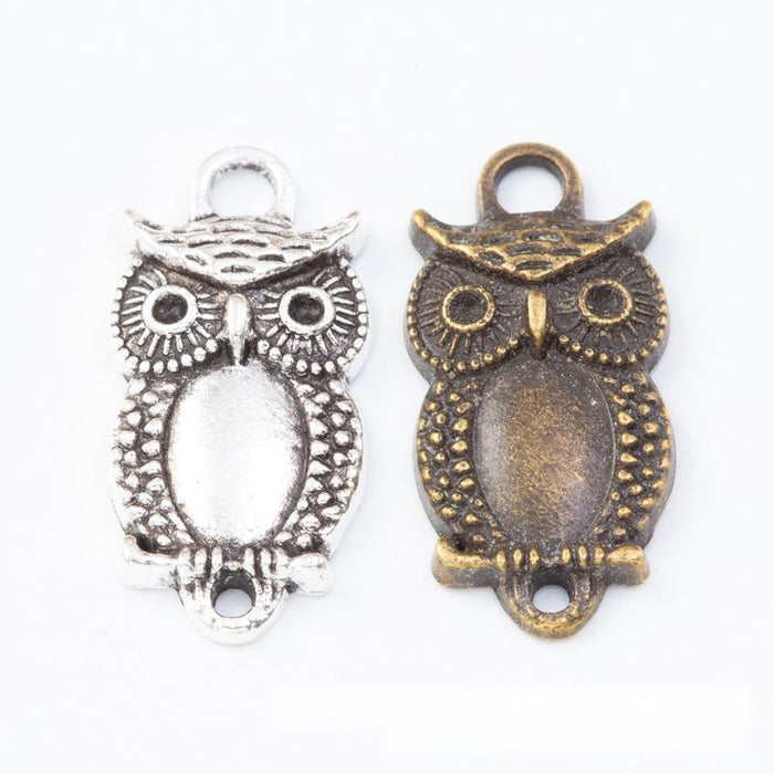 Owl Oval Bezel Tray Connector in Two Antique Finishes