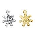 Layered Snowflake Charms in Gold and Antique Silver view 1