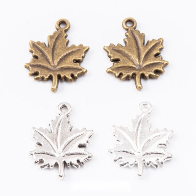 Maple Leaf metal pieces shown in the available finishes.