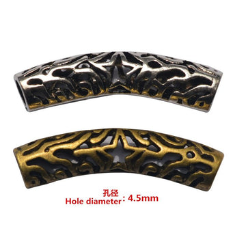Curved Openwork Tube Spacer Beads in Two Antique Metal Finishes