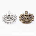 Filigree Heart Crown Metal Charm Pendant For Jewelry Making And Craft Projects view 1