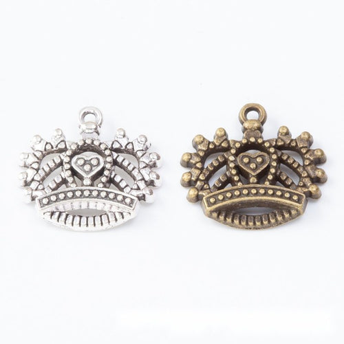Wide crown with a heart center and open scalloped points shown in the available finishes