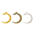 Engraved Crescent Moon Metal Charm for Jewelry Making in 3 Visible Finishes view 1