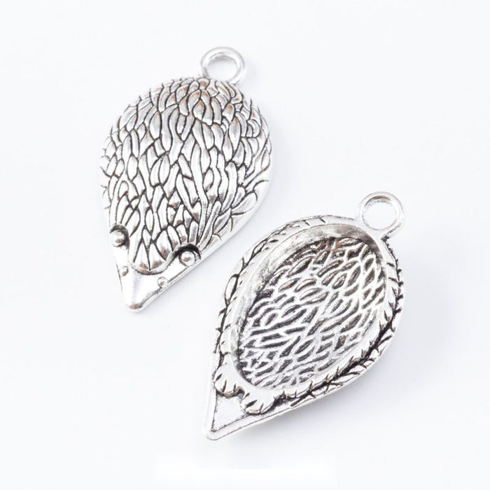 Vintage Hedgehog Charms in Antique Silver Finish for Jewelry Making