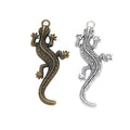 Curved Gecko Metal Charms in Antique Bronze and Silver view 1