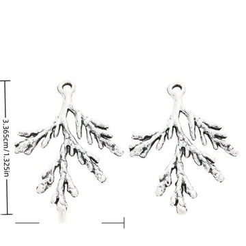 Branch Sprig Vintage Metal Charm Pendant for Jewelry Making
