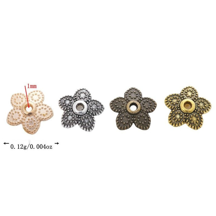 Rounded Flower Bead Caps in Four Metallic Finishes