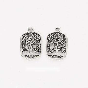 Rectangular Tree Charm Metal Pendant for Jewelry Making