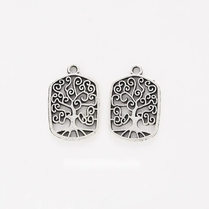 Rectangular Tree Charm Metal Pendant for Jewelry Making
