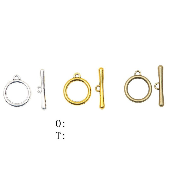 Round Toggle Clasps in Antique Bronze Gold and Silver Finishes
