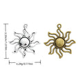 Wavy Ray Sun Metal Pendant Charms in 2 Distinct Finishes view 1