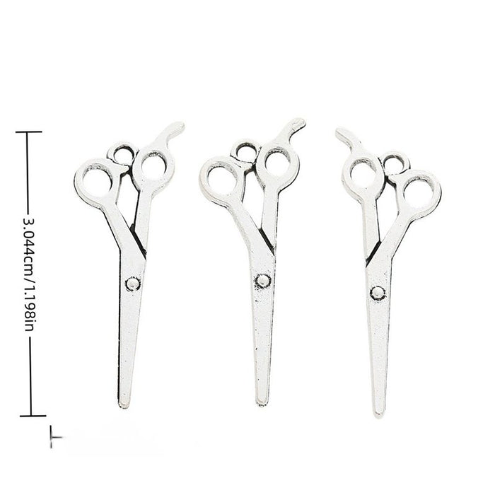 Hairdressing Scissors Metal Charms in Antique Silver