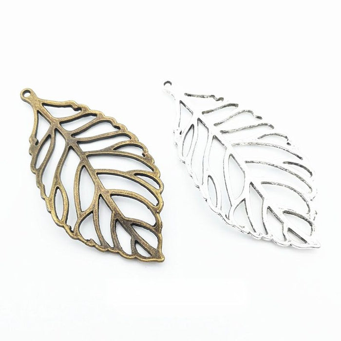 Openwork Leaf Metal Charms in Two Antique Finishes