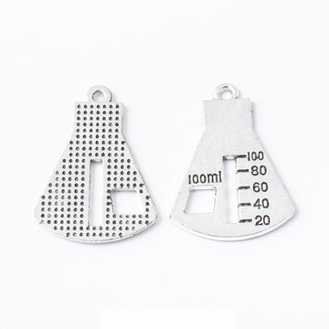 Graduated Laboratory Flask Pendant Charm in Antique Silver