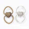 Double Loop Heart Metal Connector Charms In Two Finishes view 1