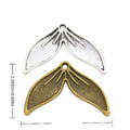 Double Leaf Charm with two broad leaves joined beneath a top hole in 2 Metal Finishes view 1