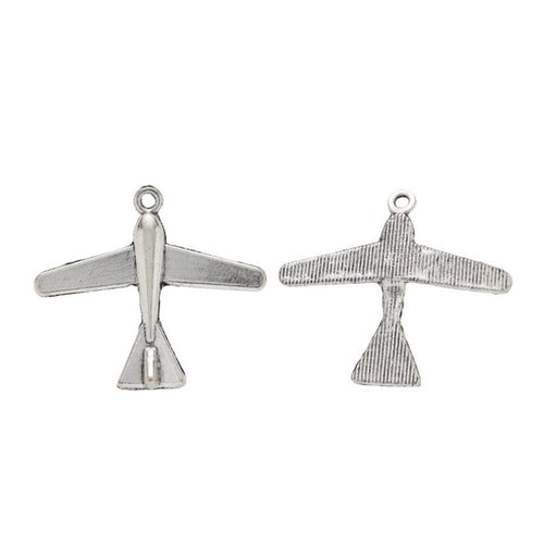 Passenger Airplane metal charm displaying front and reverse sides