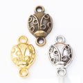 Antique Metal Beetle Setting Connector With Textured Detail, 3 Finishes view 1
