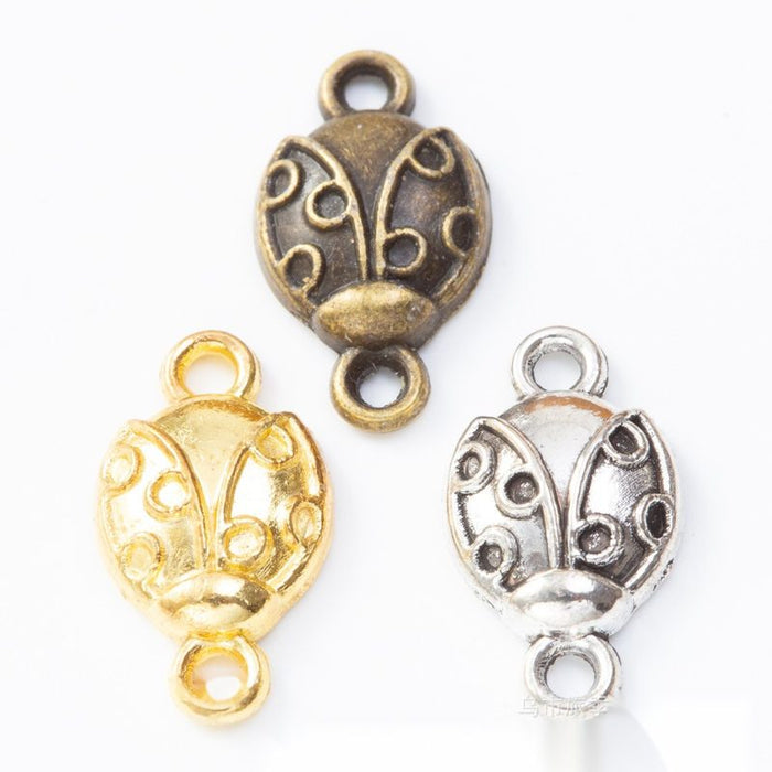 Antique Metal Beetle Setting Connector With Textured Detail, 3 Finishes