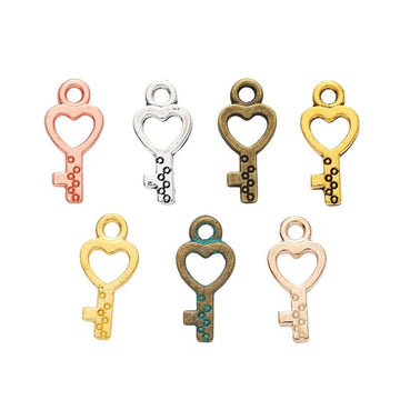 Heart Bow Key Metal Charms In Seven Finishes For Jewelry Making