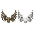 Winged Skull Connector Charm in 2 Metal Finishes for Jewelry Making view 1