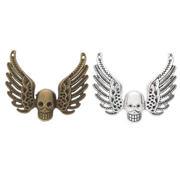 Winged Skull Connector Charm in 2 Metal Finishes for Jewelry Making