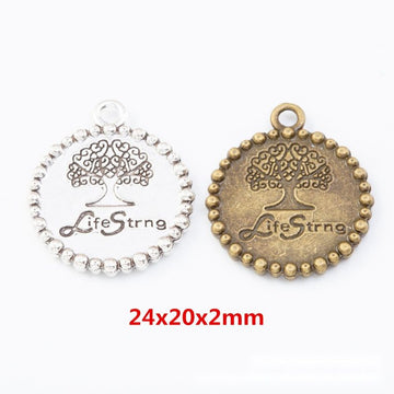 Double-Sided Tree of Life Round Charms in Two Finishes