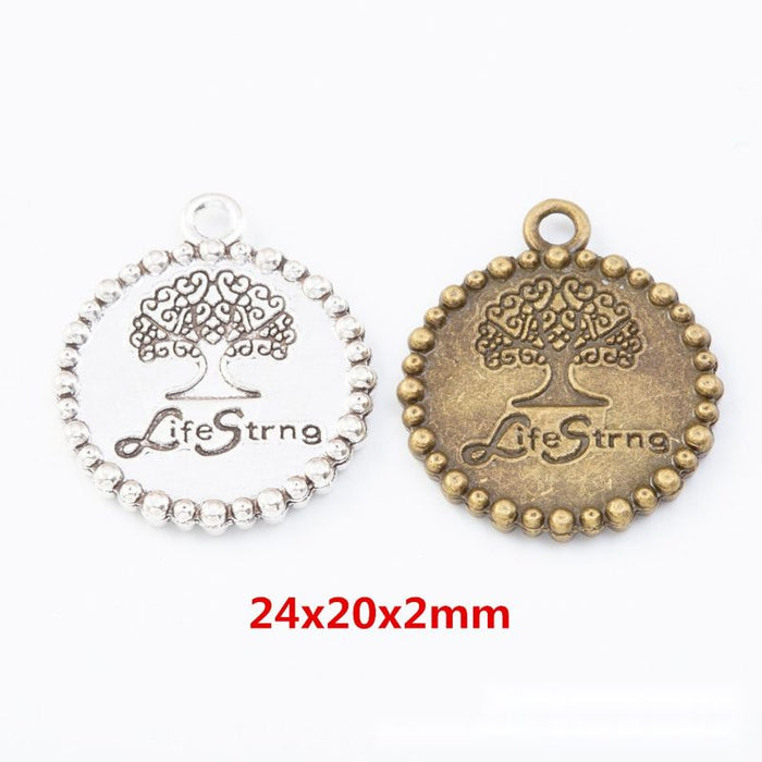 Double-Sided Tree of Life Round Charms in Two Finishes