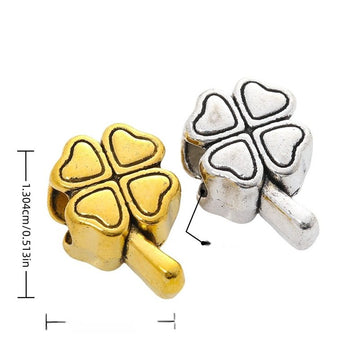 Four Leaf Clover Slider Beads in Gold and Silver Finishes