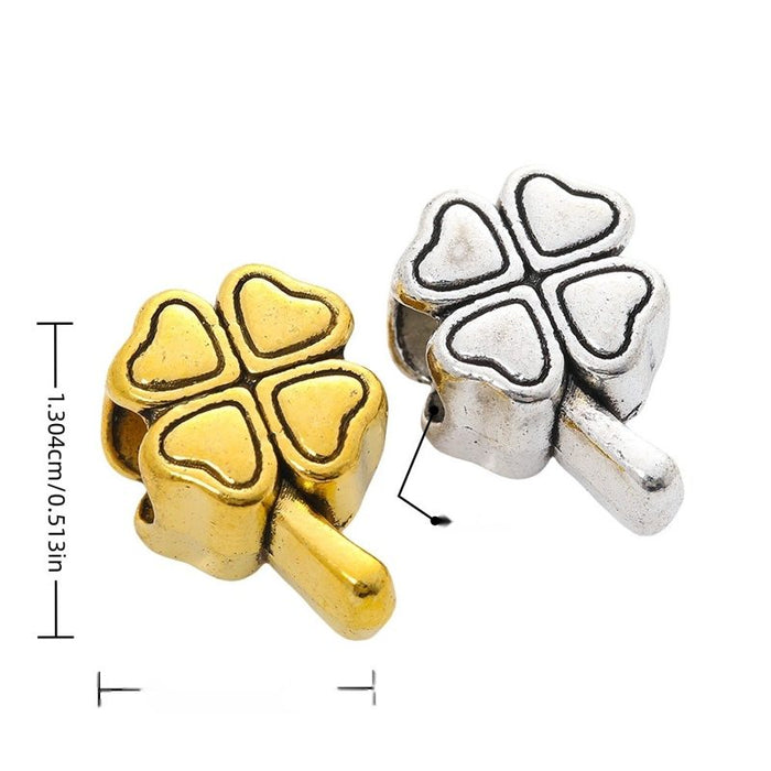 Four Leaf Clover Slider Beads in Gold and Silver Finishes