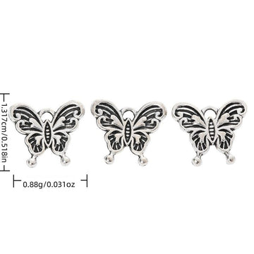 Outlined Butterfly Alloy Charm in Antique Silver Finish