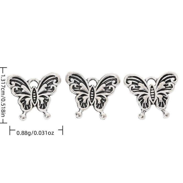 Outlined Butterfly Alloy Charm in Antique Silver Finish