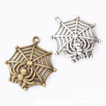 Spider on Web Charm in Two Antique Metal Finishes for Jewelry view 1
